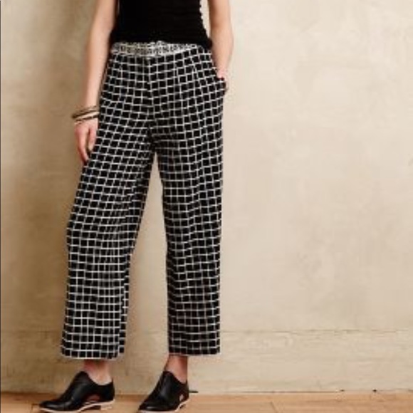 Anthropologie Pants - ✨Anthro Elevenses Windowpane Linen Crop Culottes✨